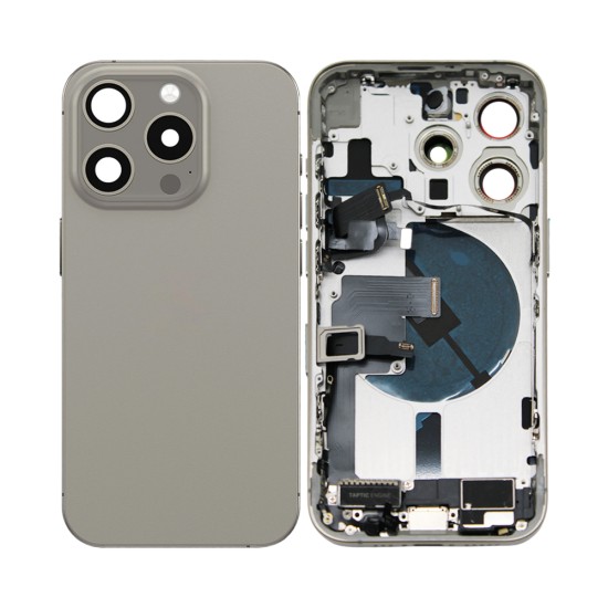 Tampa Traseira+Frame+Flex Apple iPhone 15 Pro com  Wireless Charge+Flashlight Flex Titânio Natural